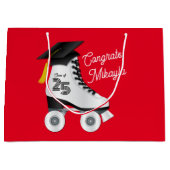 ローラスケート卒業パーティースケートで滑るリンクレッド ラージペーパーバッグ (正面)