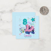 ローラスケート誕生日ガールレトロスケートで滑る ノートカード (正面/裏面インサイチュ)