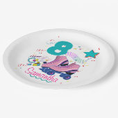 ローラスケート誕生日ガールレトロスケートで滑る ペーパープレート (アングル)