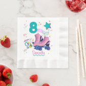 ローラスケート誕生日ガールレトロスケートで滑る 縁ありランチョンナプキン (インサイチュ)