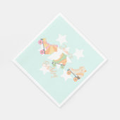 ローラスケート誕生日パステルスターズ スタンダードランチョンナプキン (角)