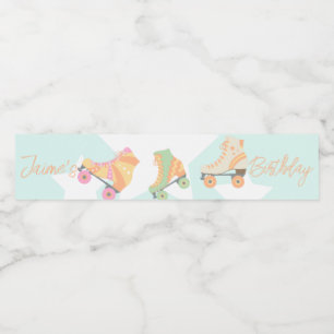 ローラスケート誕生日パステルスターズ ペットボトルラベル