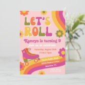 ローラスケート誕生日招待状 |レトロスケート 招待状 (スタンド正面)