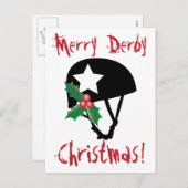 ローラダービークリスマスローラースケートで滑る シーズンポストカード (正面/裏面)