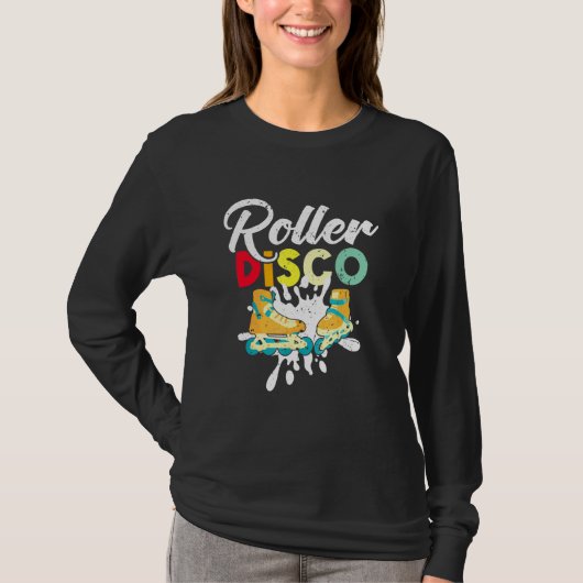 ローラディスコ – レトロローラディスコスケートで滑る Tシャツ (正面)