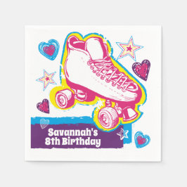 ローラパーソナライズされたスケートで滑る誕生日パーティナプキン スタンダードカクテルナプキン