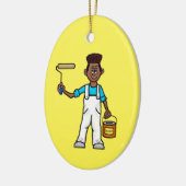 ローラブラシ付き黒男性画家オーナメント セラミックオーナメント (左)