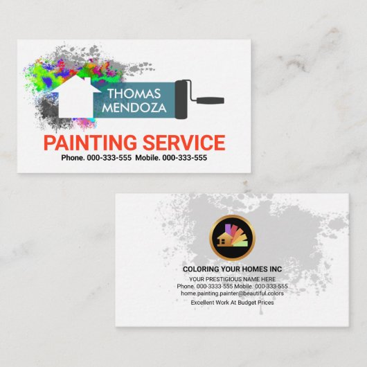 ローラブラシ絵画の壁面グラフィティ 名刺 (正面/裏面)