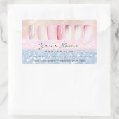 ローラン爪、 ネイルアートピンクローズ赤面グリッターブルー 長方形シール (バッグ)