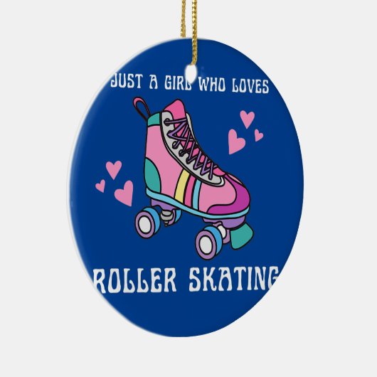 ローラーが大好きな少女だけが可愛いピンクをスケート セラミックオーナメント (右)
