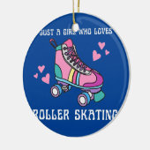 ローラーが大好きな少女だけが可愛いピンクをスケート セラミックオーナメント (左)