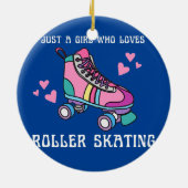 ローラーが大好きな少女だけが可愛いピンクをスケート セラミックオーナメント (裏面)