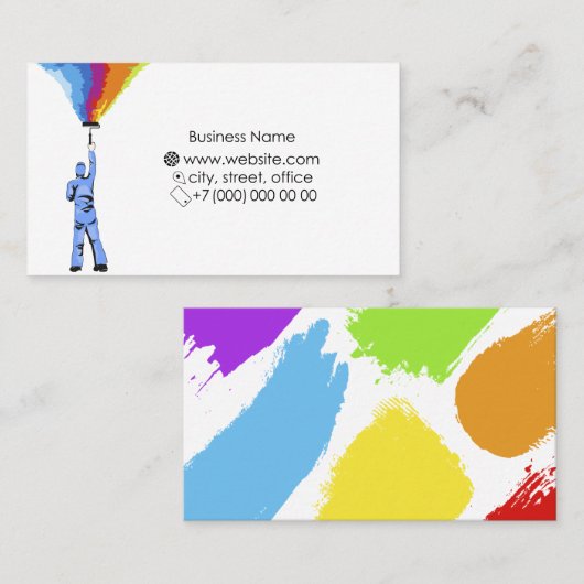 ローラーと名刺絵を描を使用した画家 名刺 (正面/裏面)