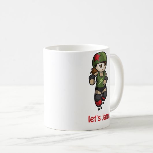 ローラーのダービーのかわいいDinky妨害機のマグは驚きます コーヒーマグカップ (正面右)