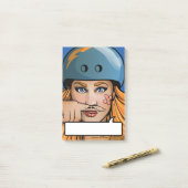 ローラーのダービーの口ひげの女の子の漫画本のポスト・イット ポストイット (デスク上)