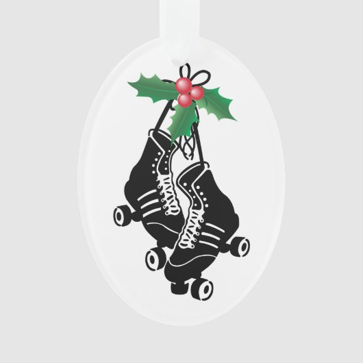 ローラーのダービーの女の子、ヒイラギとのクリスマスのスケートで滑る オーナメント (正面)