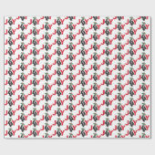 ローラーのダービーの女の子、ヒイラギとのクリスマスのスケートで滑る ラッピングペーパー (フラット)