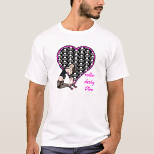 ローラーのダービーの花型女性歌手 Tシャツ
