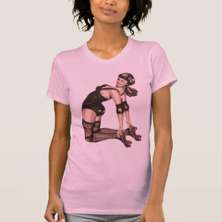 ローラーのダービーの花型女性歌手 Tシャツ