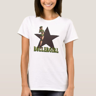 ローラーのダービーの花型女性歌手 Tシャツ
