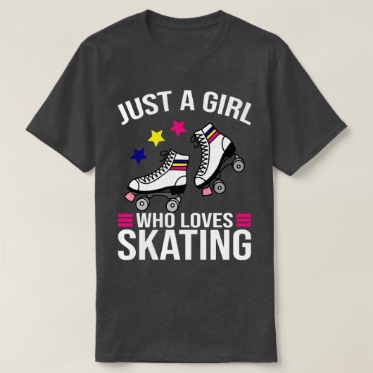 ローラーを愛する女の子だけのスケートで滑る Tシャツ (デザイン正面)