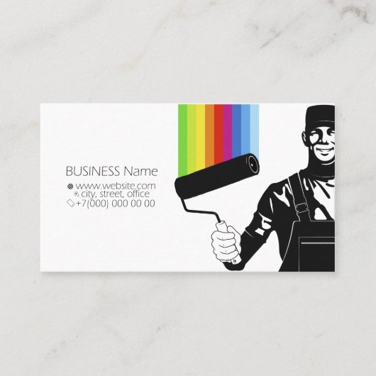 ローラーを手に制服を着た画家 名刺 (正面)