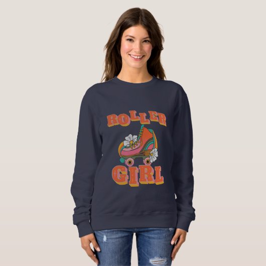 ローラーガールヴィンテージローラスケートで滑る スウェットシャツ (正面フル)