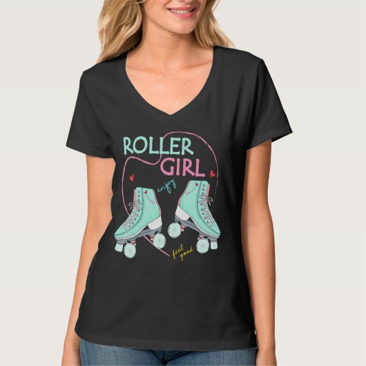 ローラーガール – ローラースケート Tシャツ (正面)
