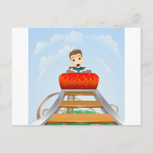 ローラーコースターに乗る恐ろしい車 ポストカード (正面)