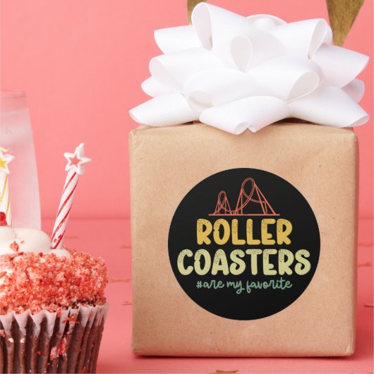 ローラーコースターは私のお気に入りのアドベンチャーパークおもしろい ラウンドシール (パーティー)