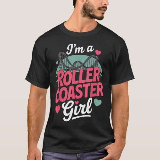 ローラーコースターガール アドベンチャー好き女子のテーマ Tシャツ (正面)