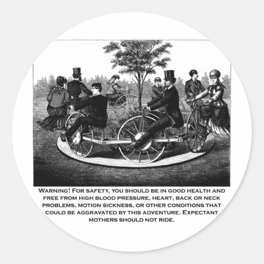 ローラーコースター警告ズ ラウンドシール (正面)