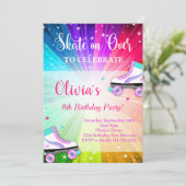 ローラースケーカラフルト誕生日パーティー招待状 招待状 (スタンド正面)