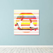 ローラースケーターエビ&ストライプズウォールアート キャンバスプリント (インサイチュ (ウッドフロア))