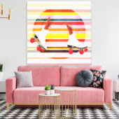 ローラースケーターエビ&ストライプズウォールアート キャンバスプリント (インサイチュ (リビング))