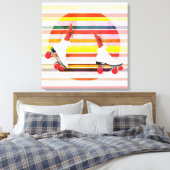 ローラースケーターエビ&ストライプズウォールアート キャンバスプリント (インサイチュ (寝室))