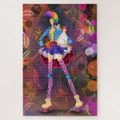 ローラースケーターパンクファームガールアンドロース絵画ズ ジグソーパズル (縦)
