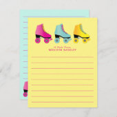 ローラースケートかわいい子の平らな文房具カード サンキューカード (正面/裏面)