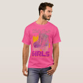 ローラースケートが好きな女の子が一緒に滑ろう ローラースケート好きのための面白いデザイン Tシャツ (正面フル)