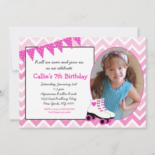 ローラースケートで滑るのスケートの誕生日の招待状-パーティー 招待状 (正面)