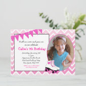 ローラースケートで滑るのスケートの誕生日の招待状-パーティー 招待状 (スタンド正面)