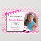 ローラースケートで滑るのスケートの誕生日の招待状-パーティー 招待状 (正面/裏面)