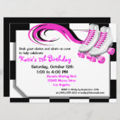 ローラースケートで滑るのパーティーのカスタムの招待状 招待状 (正面/裏面)