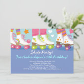 ローラースケートで滑るのパーティーの誕生日の招待状 招待状 (スタンド正面)