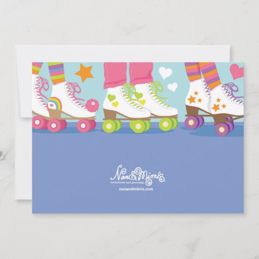 ローラースケートで滑るのパーティーの誕生日の招待状 招待状 (裏面)