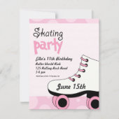 ローラースケートで滑るの女の子の誕生会の招待 招待状 (正面)