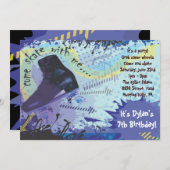 ローラースケートで滑るの招待状のハッピーバースデーのパーティー 招待状 (正面/裏面)