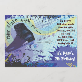 ローラースケートで滑るの招待状のハッピーバースデーのパーティー 招待状