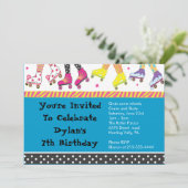 ローラースケートで滑るの招待状のハッピーバースデーのパーティー 招待状 (スタンド正面)