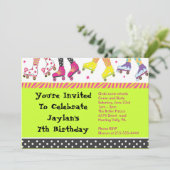 ローラースケートで滑るの招待状のハッピーバースデーのパーティー 招待状 (スタンド正面)